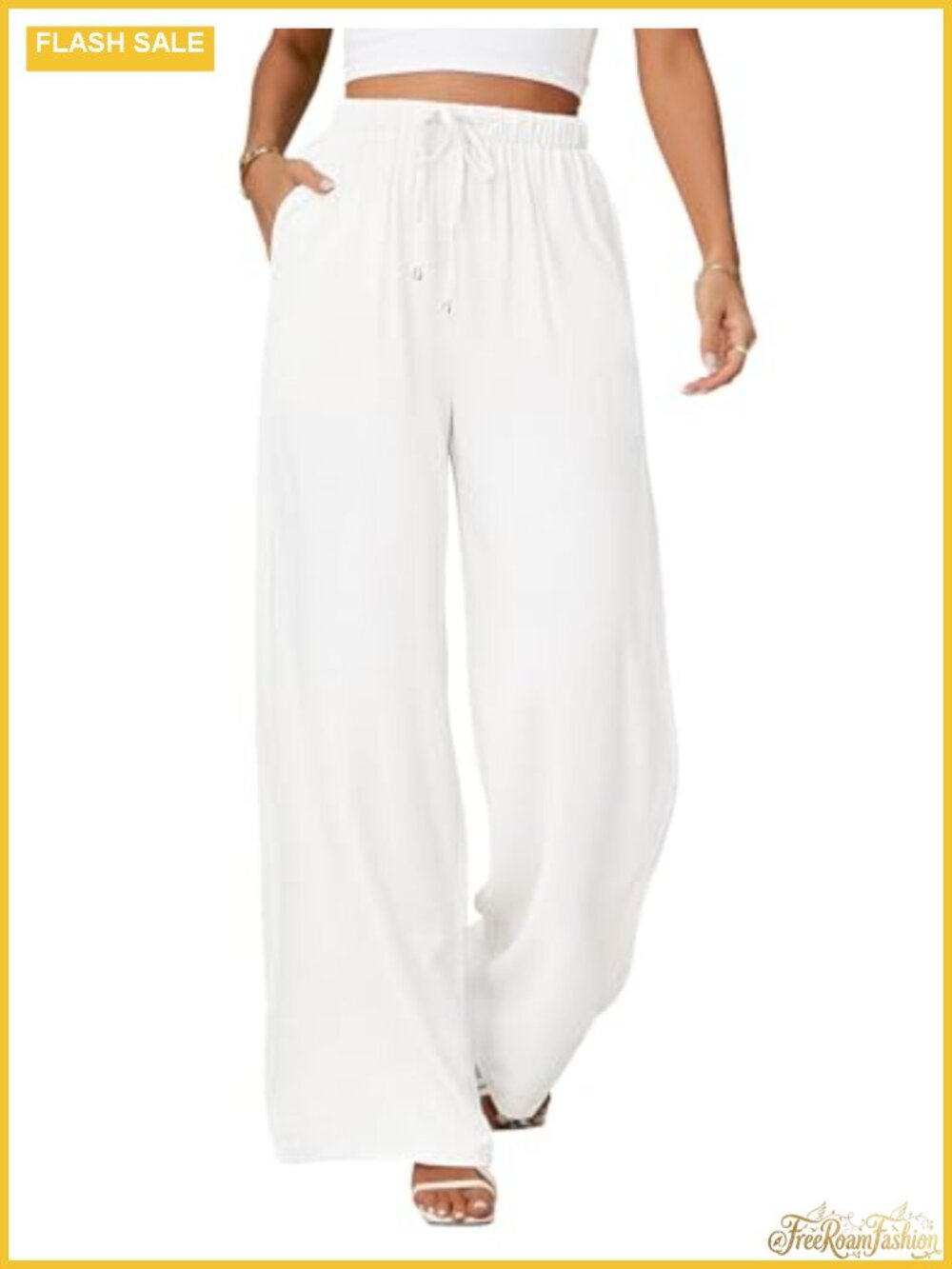 Linen Pants Women High Waist Wide Leg Flowy Palazzo